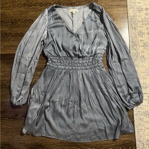 She + Sky Charcoal Long Sleeve Silky feel, Pleated Dress